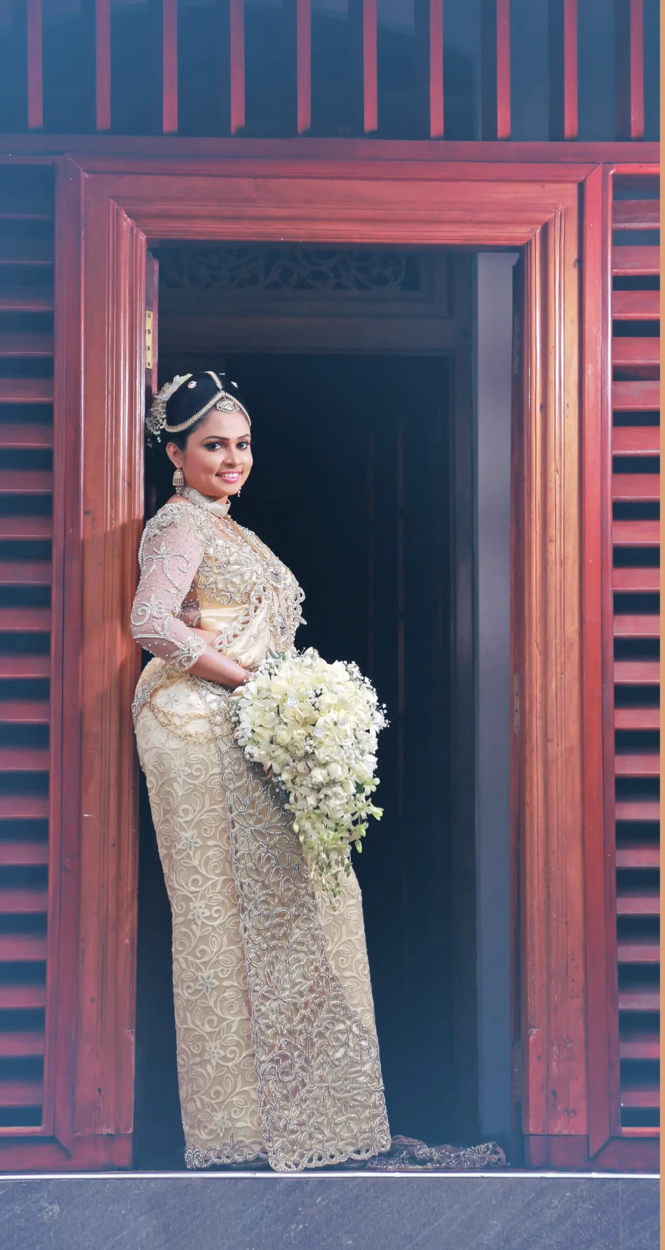 Bride twirling in her wedding dress surrounded by flowers