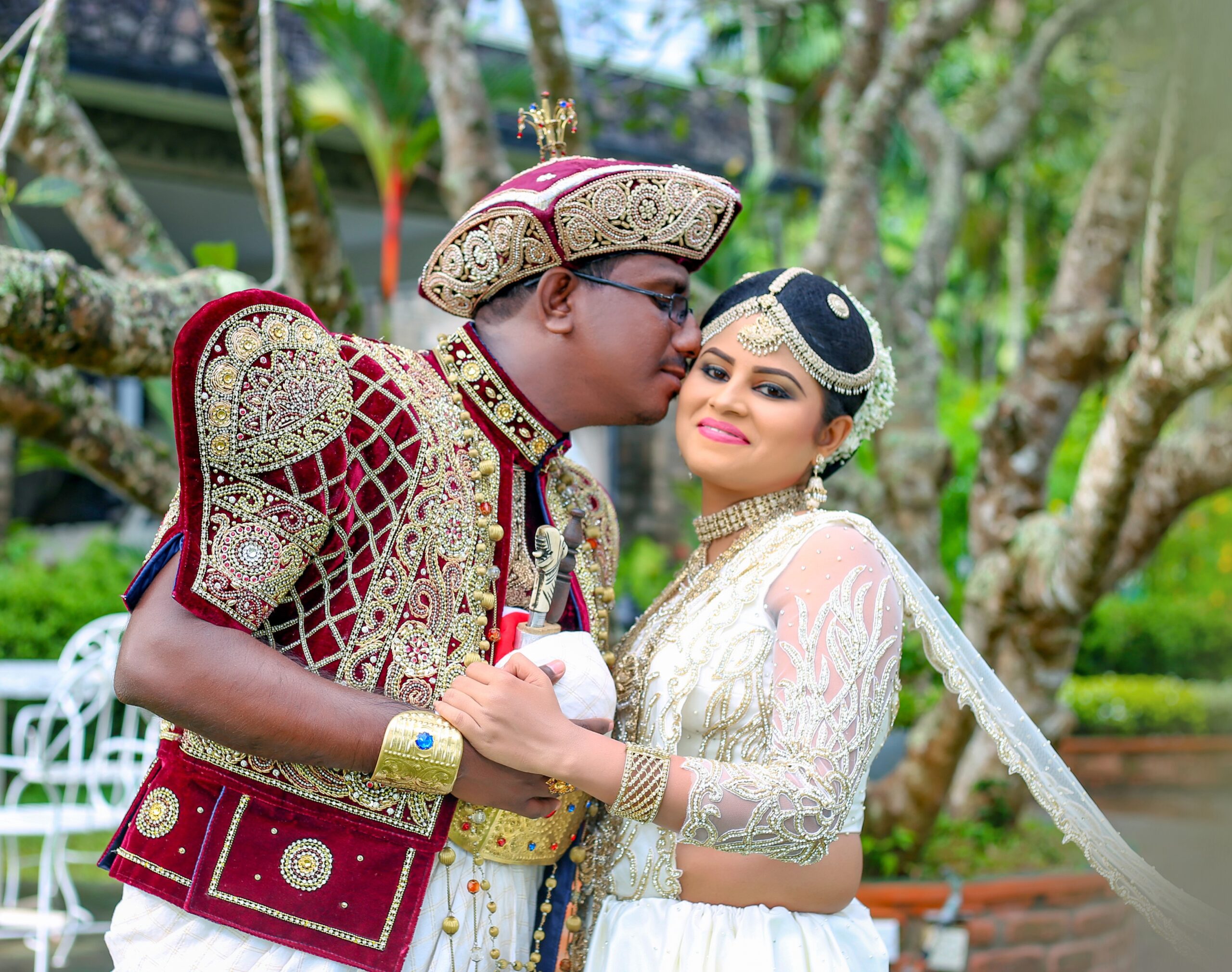 Bride and groom sharing a loving glance